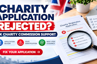 fix rejected UK charity registration applications for charity commission