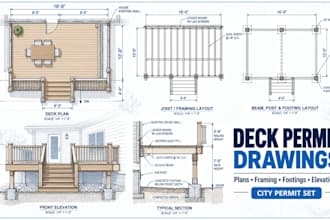 create deck permit drawings patio pargola sunroom shed patio cover adu plan diy
