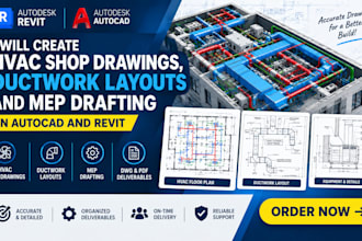 create hvac shop drawings, ductwork layout and mep drafting in revit and autocad