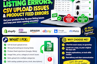 fix bulk product listing errors, CSV upload issues and product feed errors
