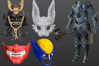 design 3d helmet anime mask wearable 3d cosplay armor 3d model for 3d printing
