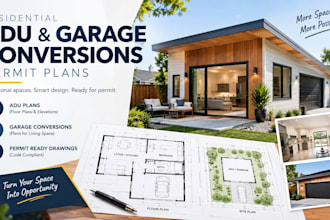 create adu, garage conversion and permit drawings