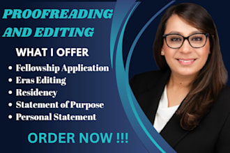 edit and improve eras residency personal statement, fellowship application