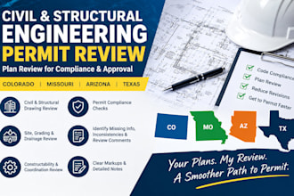 civil, structural engineering review for permit in colorado missouri arizona tx