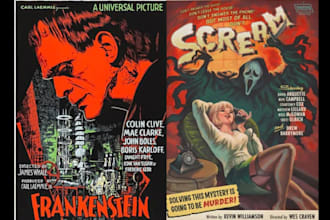 design horror movie poster film poster, vintage gore  monster poster