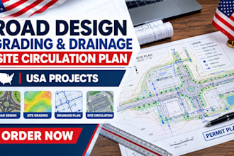 civil engineering, road design, grading, drainage, road site circulation plan