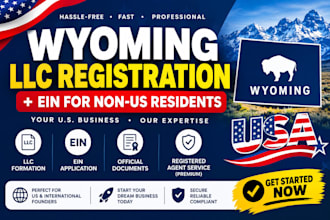 register your USA llc in wyoming, llc formation and ein for non residents