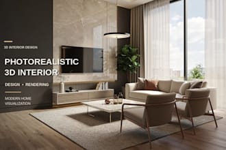 do photorealistic 3d interior design and rendering modern home visualization