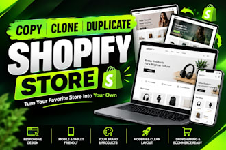 copy, clone, duplicate and redesign your shopify store, shopify website design