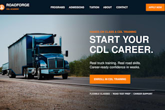 design wix truck driving school website cdl training transport academy website