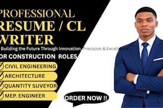 write a professional civil engineering resume CV and cover letter