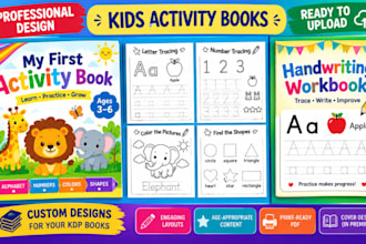 design kids activity books, handwriting workbooks and KDP interiors