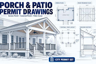 create screen porch covered deck porch patio cover permit drawings pergola