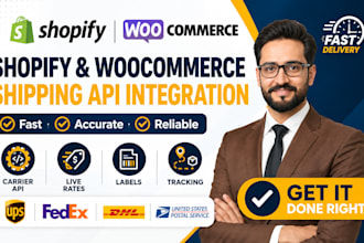 shopify woocommerce shipping fedex ups dhl usps carrier accounts API integration