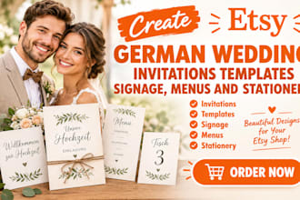 create etsy german wedding invitations  templates signage menus and stationery