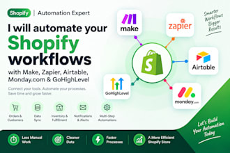 automate shopify workflows with make, zapier, airtable and monday