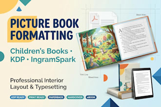 do picture book formatting, children book formatting, KDP paperback layout