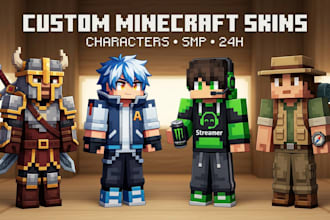 create custom minecraft skins, characters and player skin designs in 24hrs