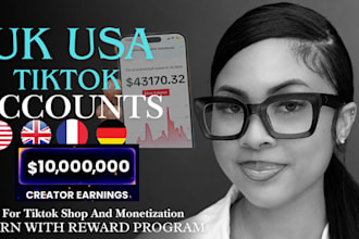 create UK USA tiktok account US tiktok shop account tik tok for non or resident