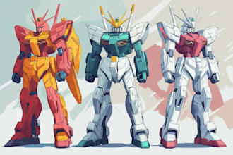 make gundam character illustration
