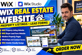 design a wix real estate  website with property listings and lead forms