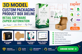 3d model custom packaging product box dieline retail software zapier automation