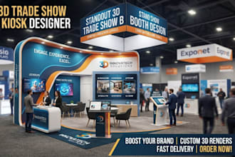 design a standout 3d  trade show booth exhibition stand and kiosk