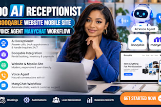 do ai receptionist  booqable website mobile site voice agent manychat workflow