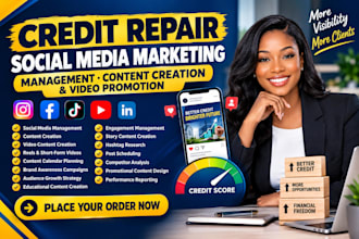 do credit repair social media marketing management content creation video promo