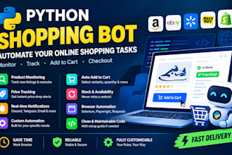 build amazon bot, popmart bot, lazada bot, target bot, etsy, pokemon card bot