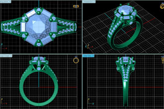 do 3d cad, custom rings, name pendants, pave settings and wedding bands