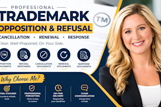 prepare trademark opposition refusal, cancellation and renewal documents