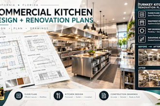 create california florida commercial kitchen design renovation plans drawings