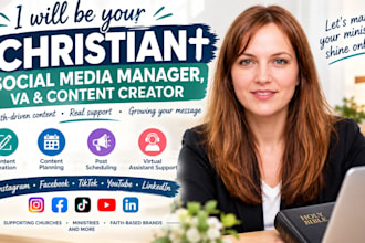 be your christian social media manager, VA and content and creator