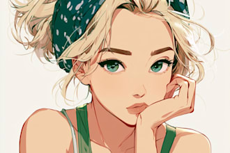 draw cute couple anime portrait and illustration