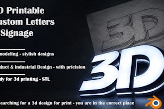 design a custom 3d printable model, part, letter or product