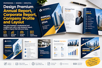 design premium annual report, corporate report, company proflie and layout