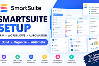 set up smartsuite workspace, CRM setup, workflows, automation, lead management