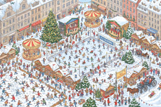 create cartoon vector map like where waldo