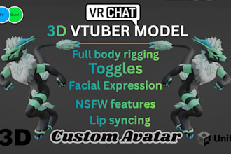 create a 3d furry character model furry vrchat avatar and VR character