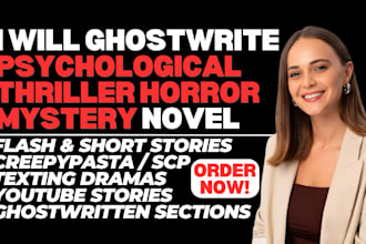 ghostwrite your psychological thriller horror novel as a published amazon author