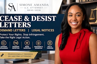 draft a cease and desist demand letter or legal notice