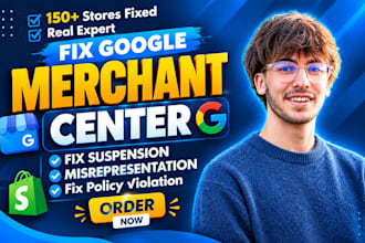 fix google merchant center suspension and merchant center misrepresentation