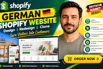 design or redesign german shopify website, german store design, shopify clone