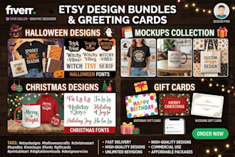 design halloween christmas bundles fonts mockups and gift cards for etsy