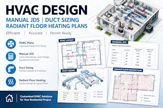 design hvac plans, manual jds, duct sizing, radiant floor heating system plans