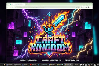design custom minecraft logo, server banner, and gaming vector assets