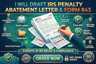 draft irs penalty abatement letter, file form 843, and remove irs tax penalties