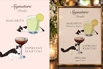 create a custom pet signature cocktail sign for your wedding