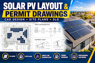 design solar pv permit plans, site plan and electrical layout